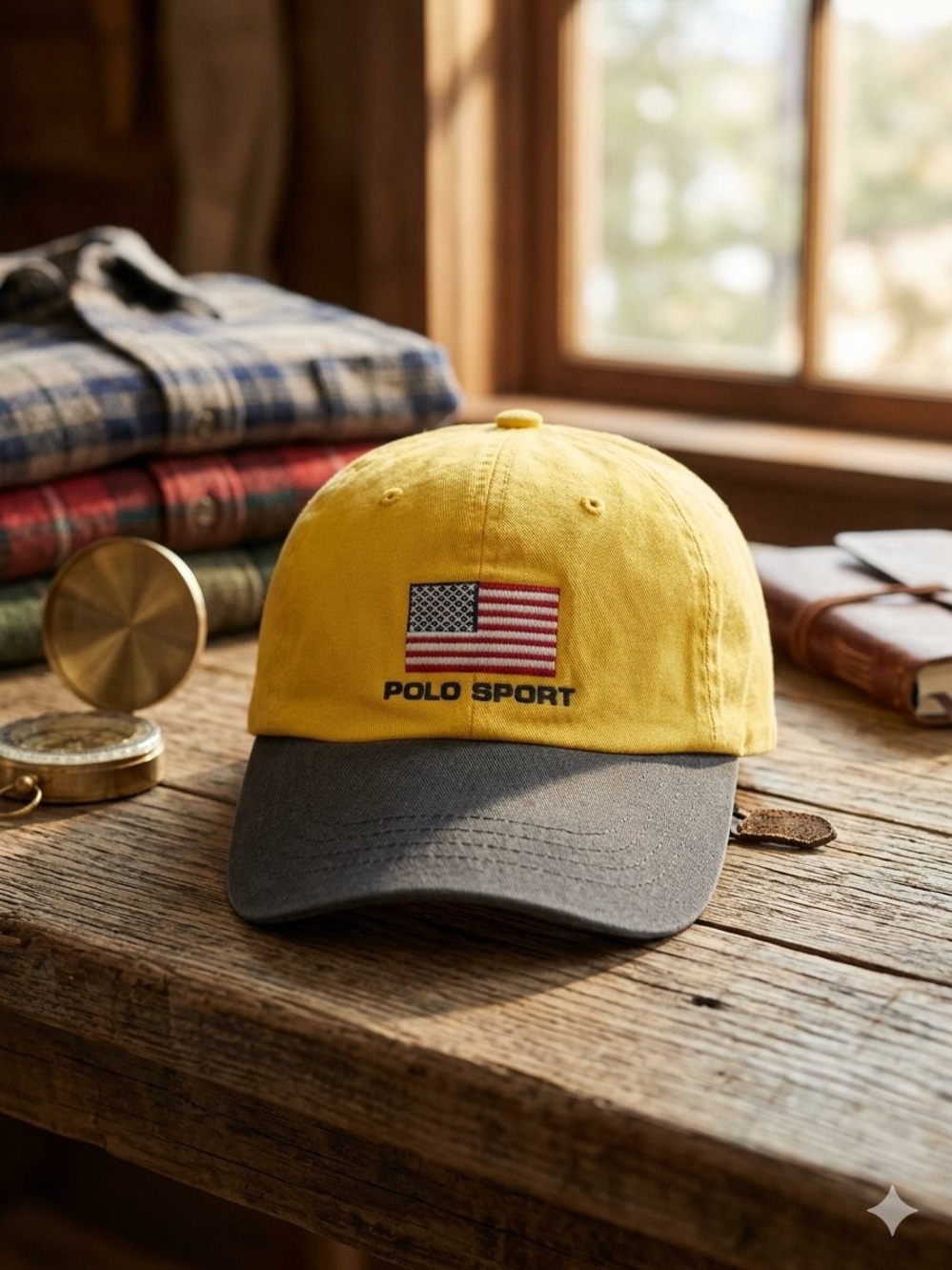 Vintage Polo by Ralph Lauren Men’s Yellow and Gray Baseball Cap